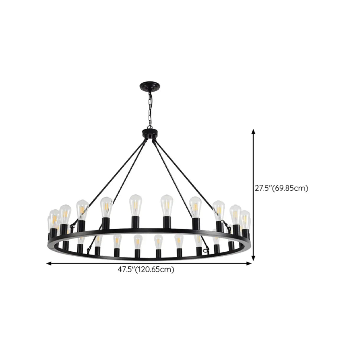 Antique Black Wagon Wheel Chandelier Adjustable Chain