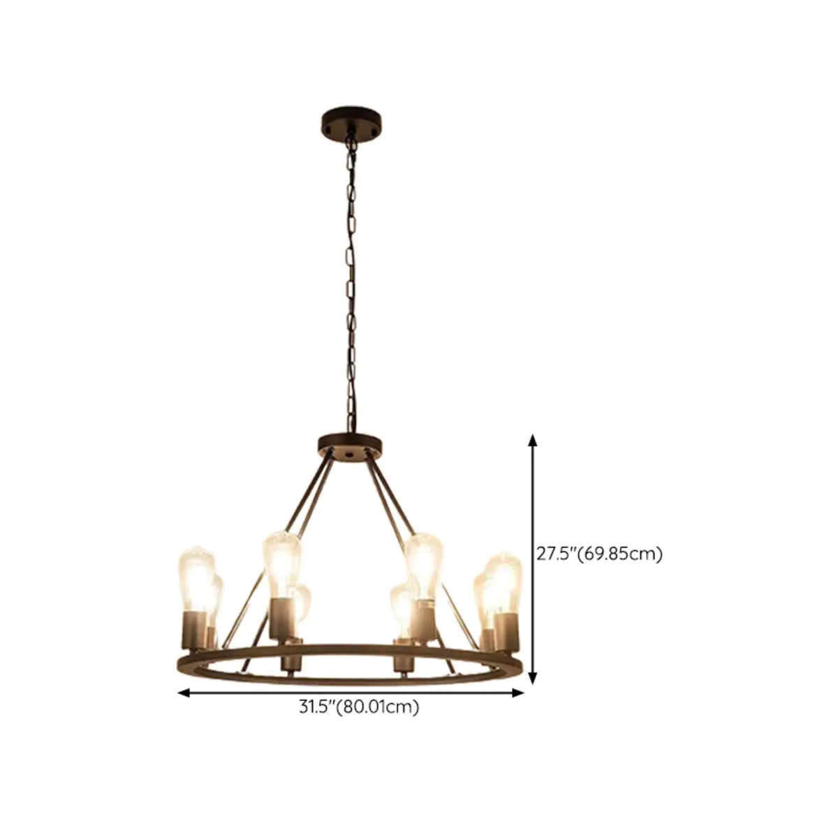 Antique Black Wagon Wheel Chandelier Adjustable Chain Image - 14