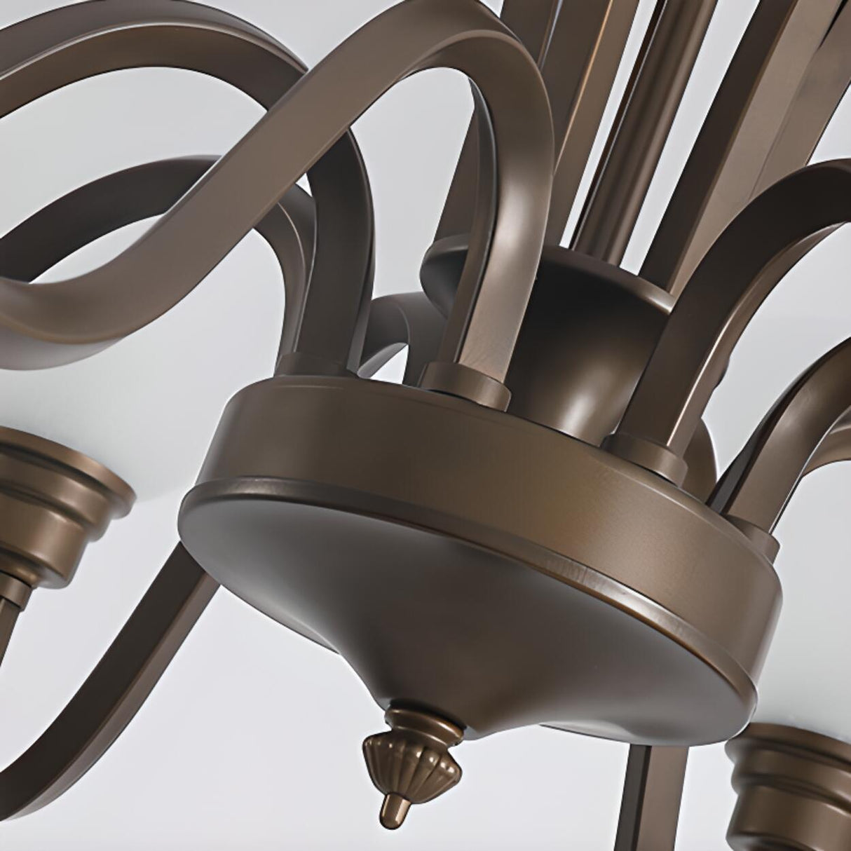 Antique Bronze White Glass Bell Shaped Chandelier Image - 22