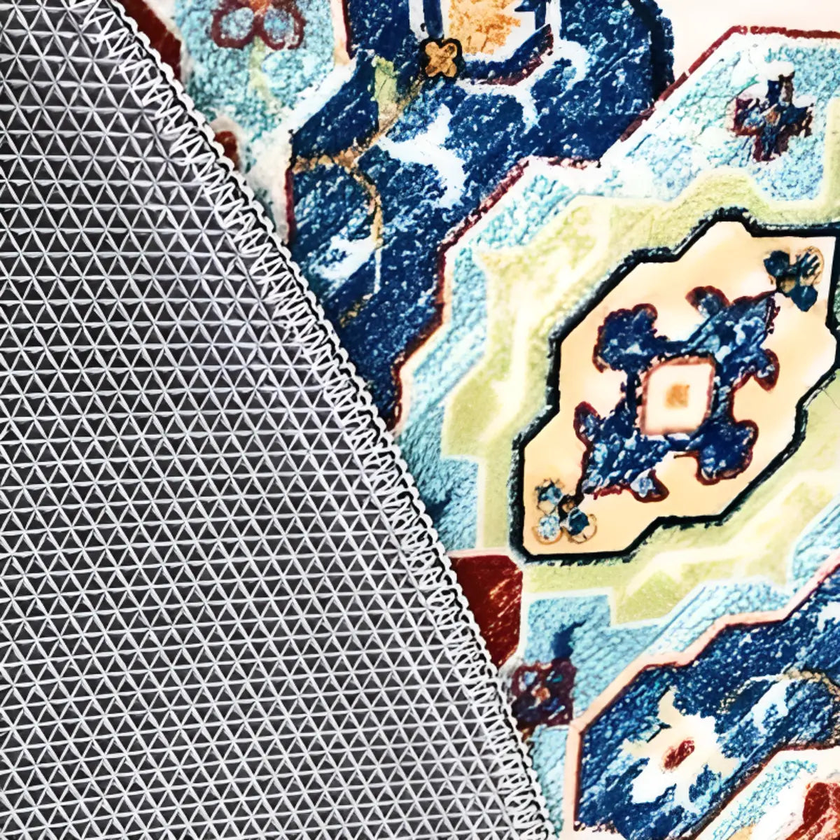 Antique Circular Southwestern Cotton Blue Area Rug Image - 6