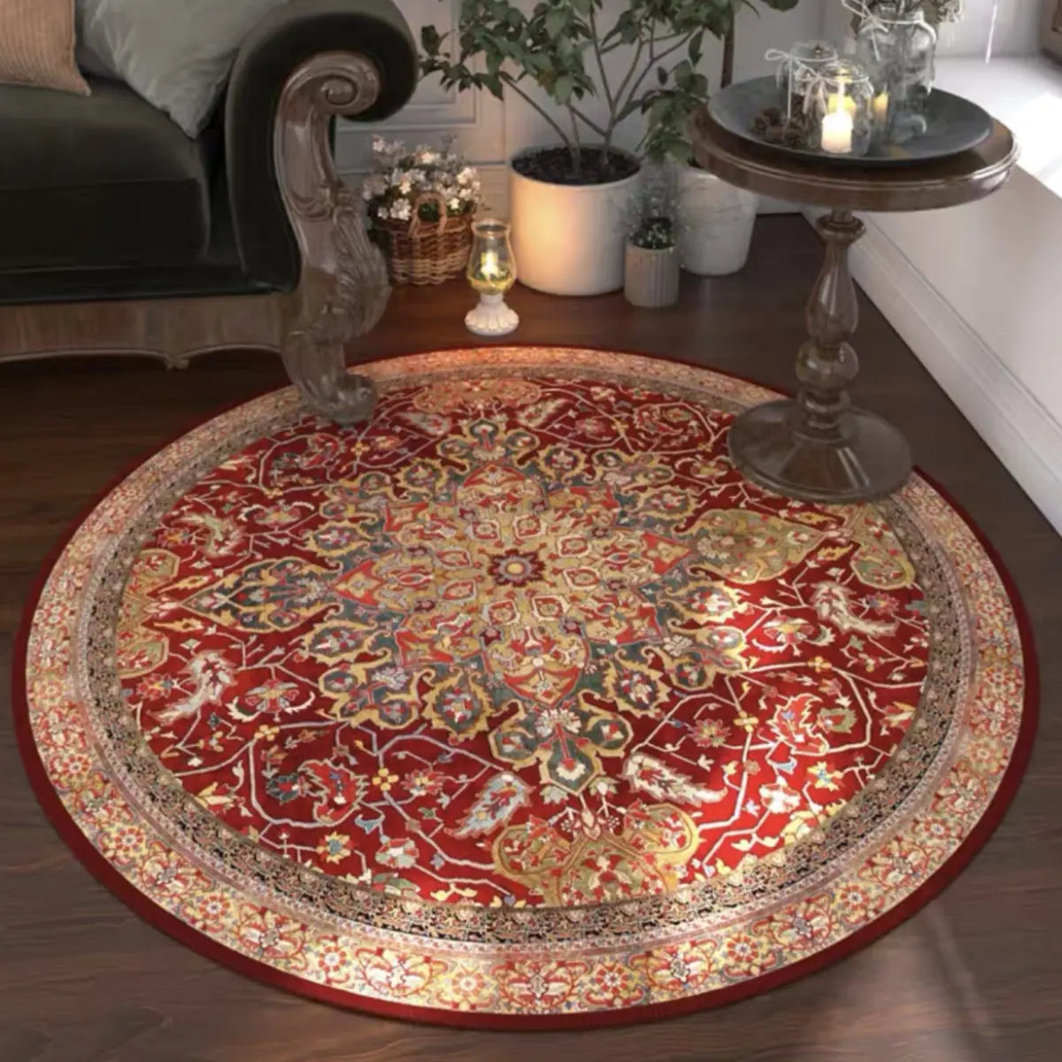 Antique Circular Southwestern Cotton Blue Area Rug Image - 8