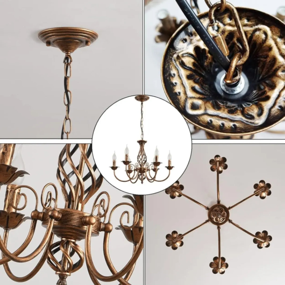 Antique Classic Metal Candelabra Round Chandelier Image - 4