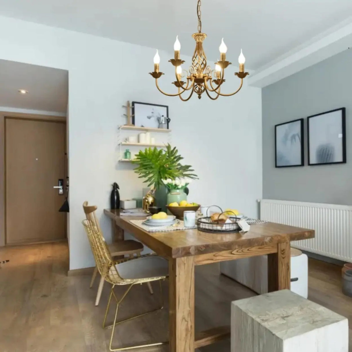 Antique Classic Metal Candelabra Round Chandelier Image - 2