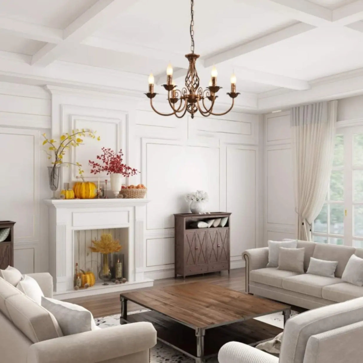 Antique Classic Metal Candelabra Round Chandelier Image - 3