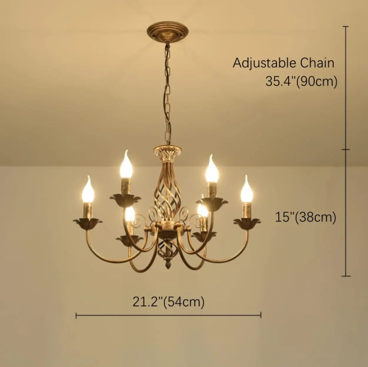 Antique Classic Metal Candelabra Round Chandelier