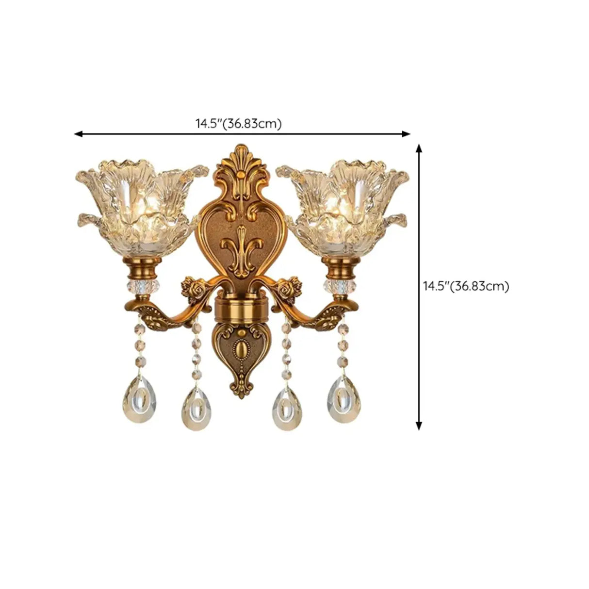 Antique Clear Glass Brass Geometric Wall Sconce Image - 13