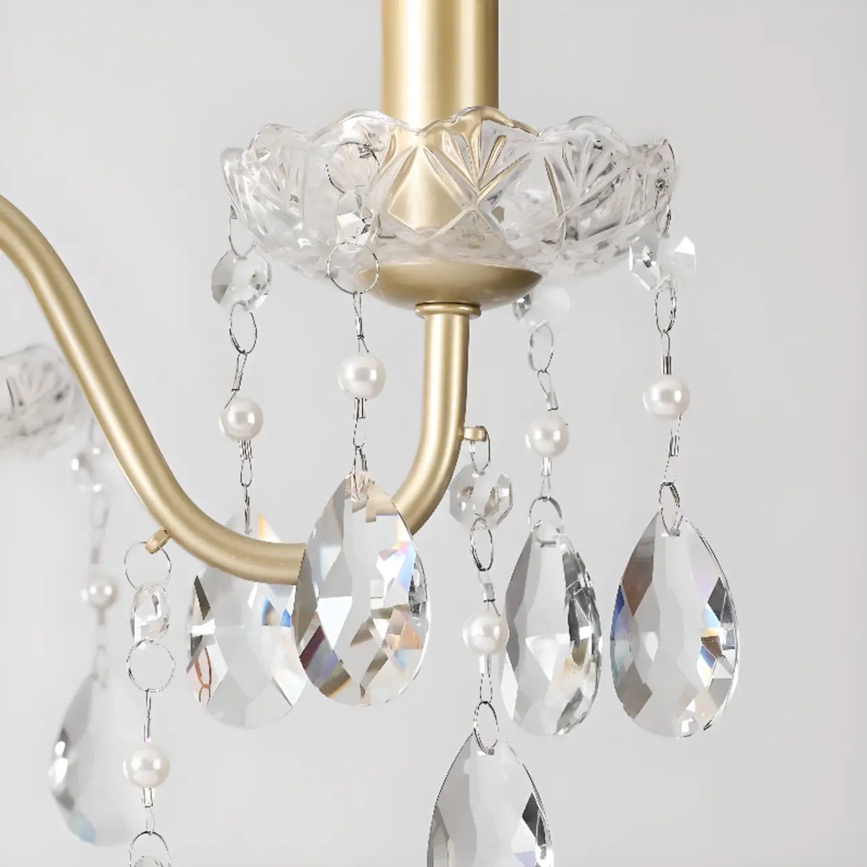 Antique Crystal Candle Gold Alloy Large Chandelier Image - 12