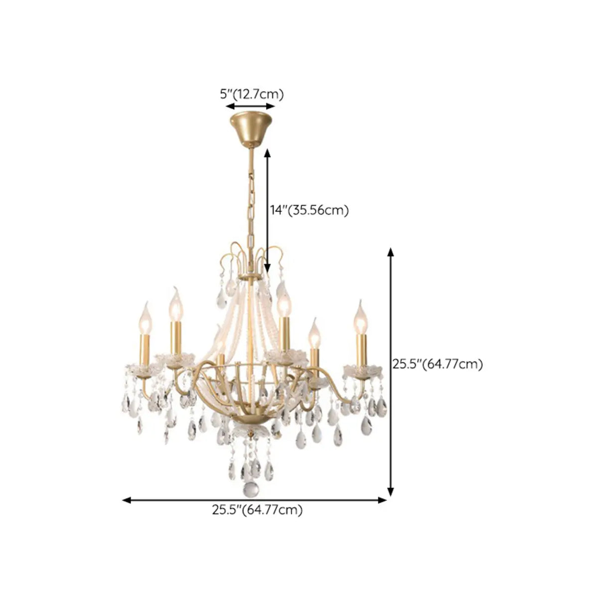 Antique Crystal Candle Gold Alloy Large Chandelier