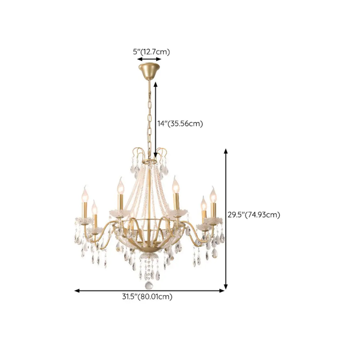 Antique Crystal Candle Gold Alloy Large Chandelier Image - 15