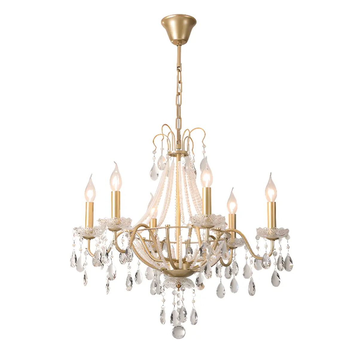 Antique Crystal Candle Gold Alloy Large Chandelier Image - 2