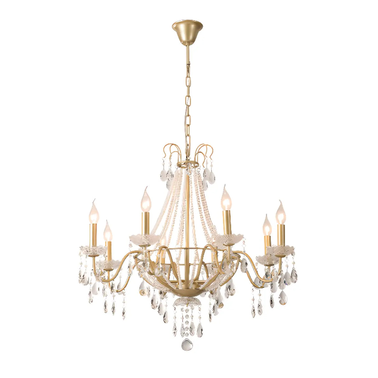 Antique Crystal Candle Gold Alloy Large Chandelier Image - 3