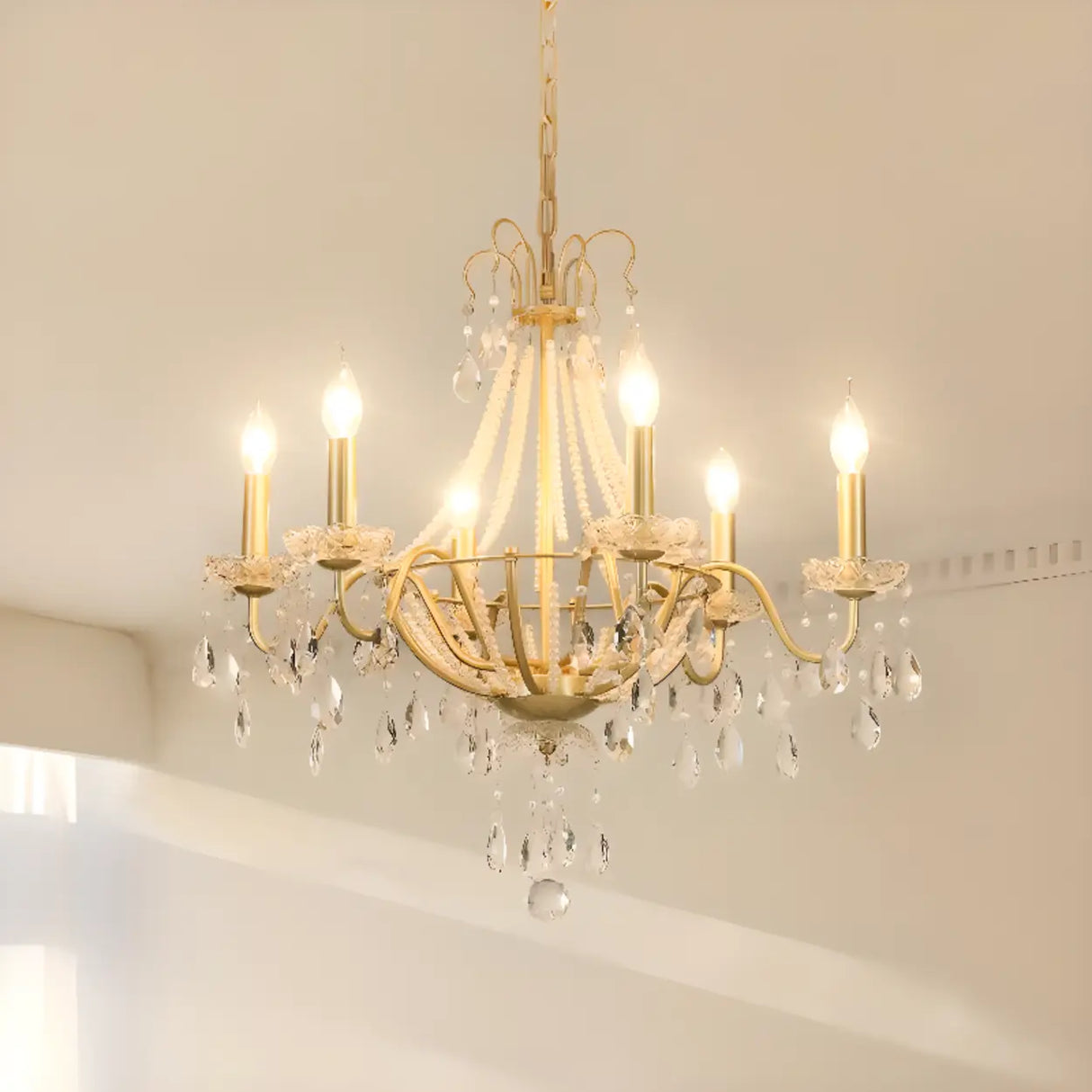 Antique Crystal Candle Gold Alloy Large Chandelier Image - 5