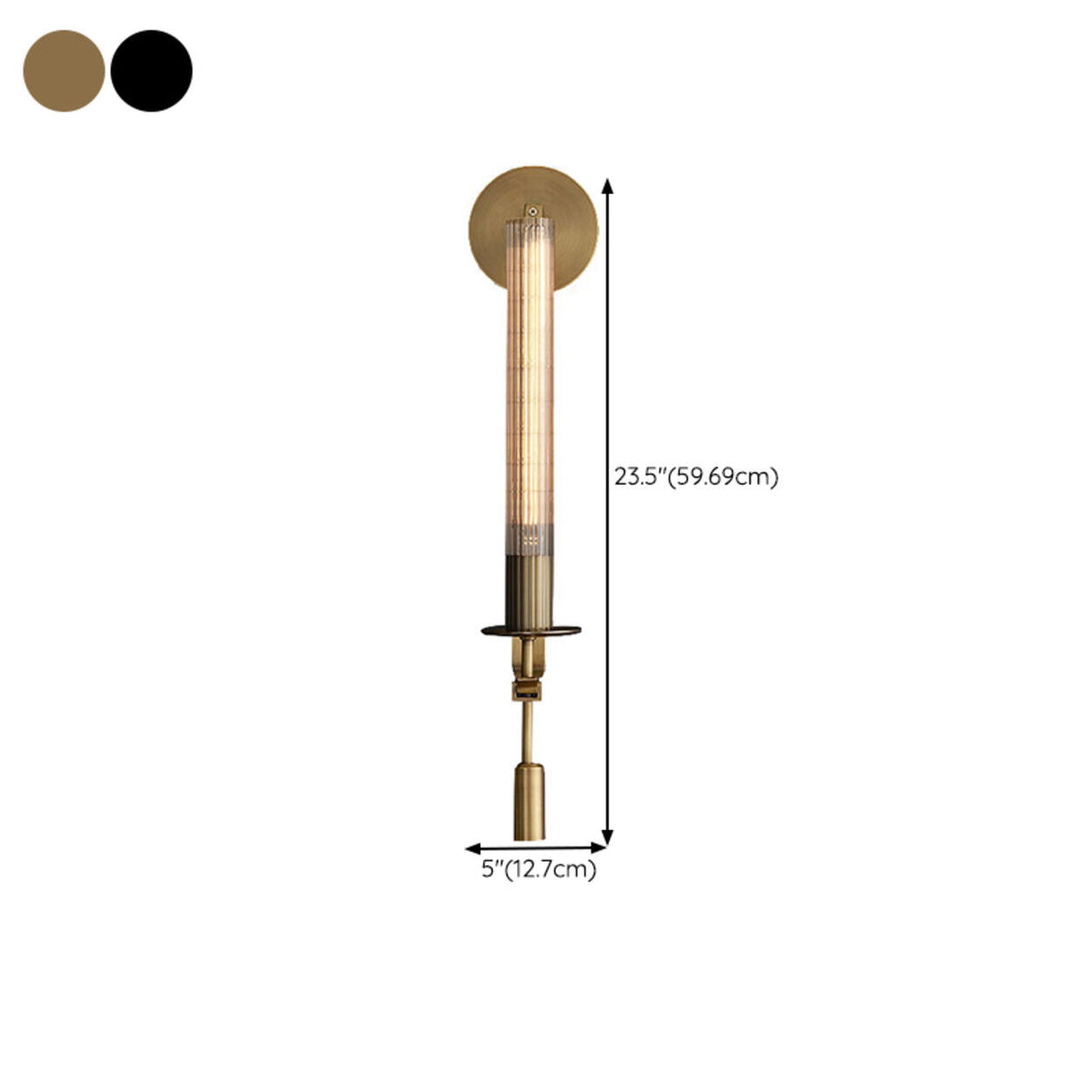 Antique Dual Cylinder Glass Vanity Sconce Light