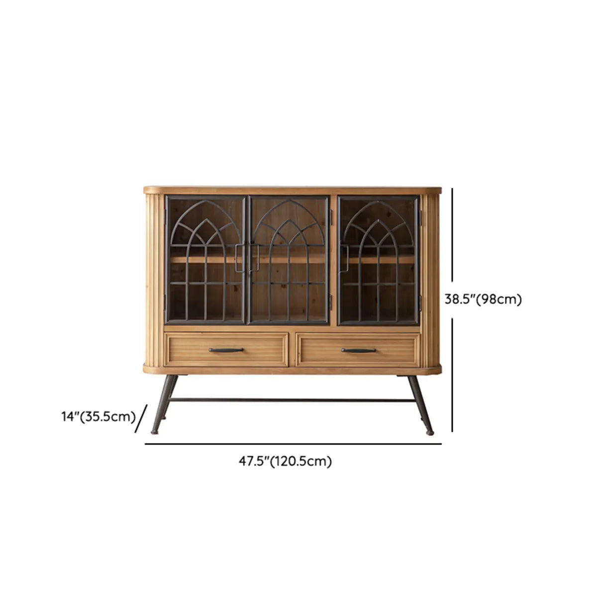 Antique Freestanding Natural Wood China Cabinet Brown