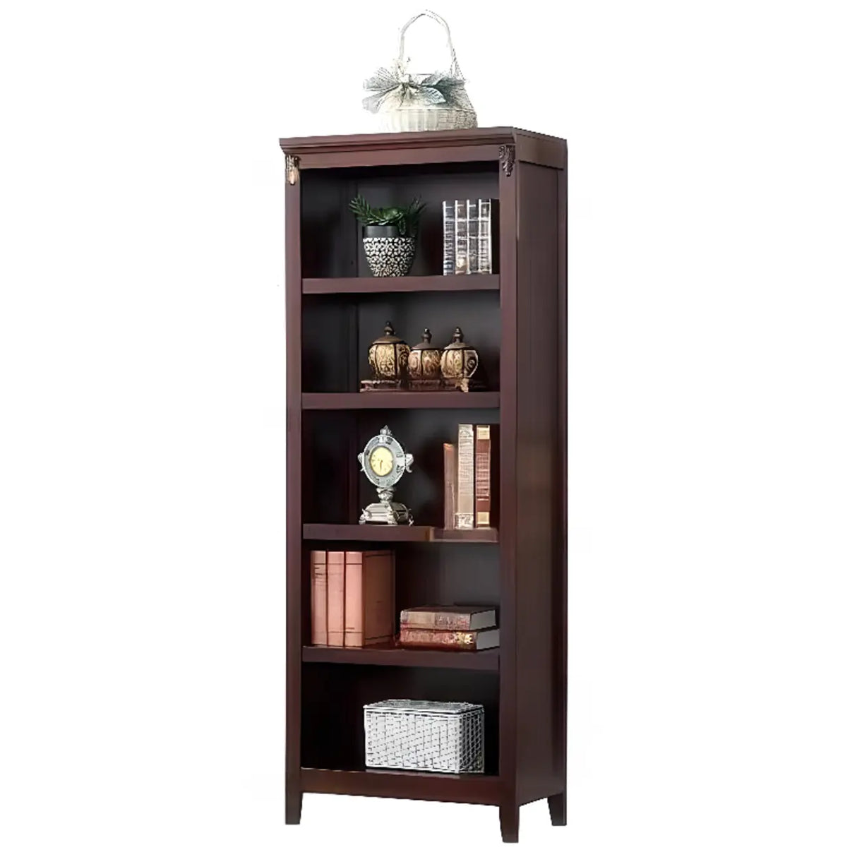 Antique Multi-shelf Brown Wood Timber Tall Bookcase Image - 10