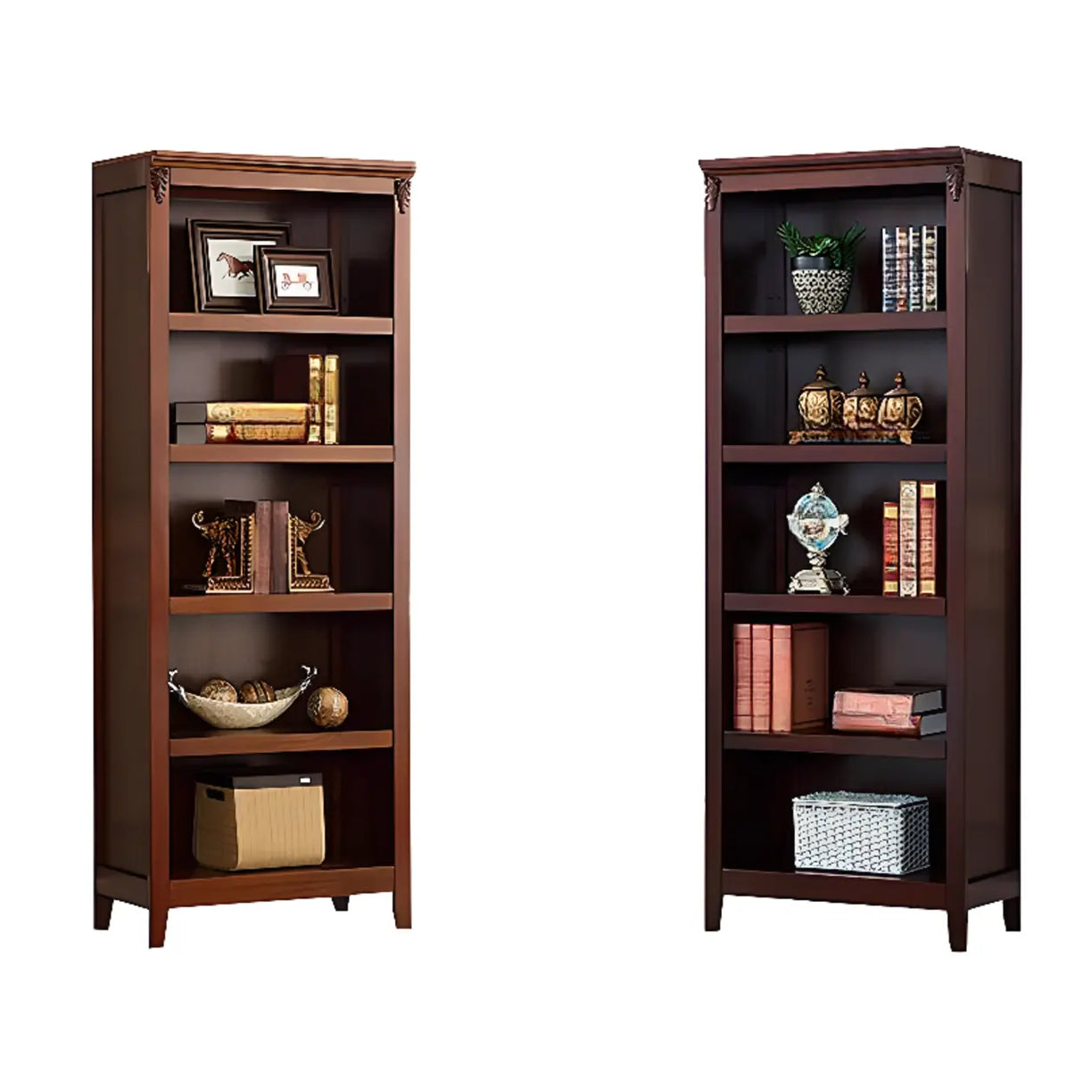 Antique Multi-shelf Brown Wood Timber Tall Bookcase Image - 11