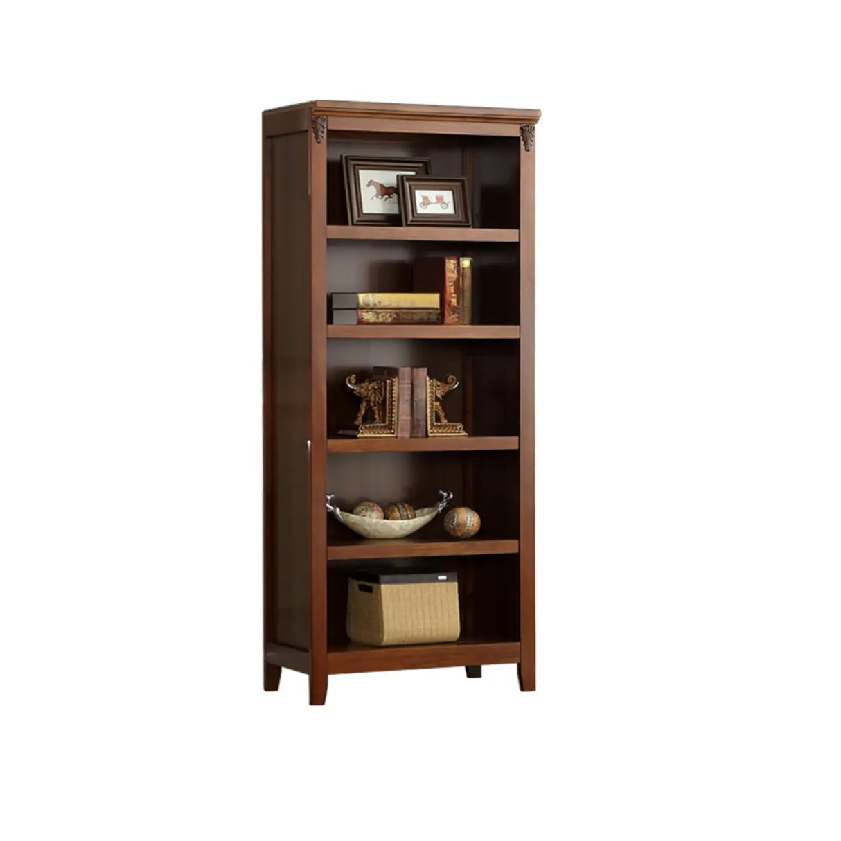 Antique Multi-shelf Brown Wood Timber Tall Bookcase Image - 2