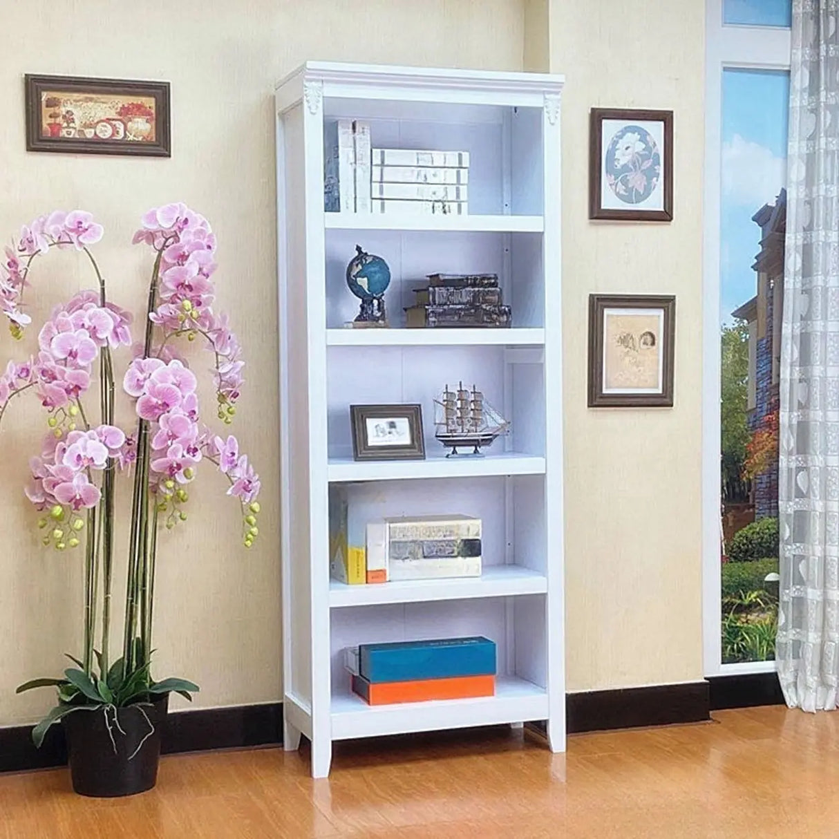 Antique Multi-shelf Brown Wood Timber Tall Bookcase Image - 24