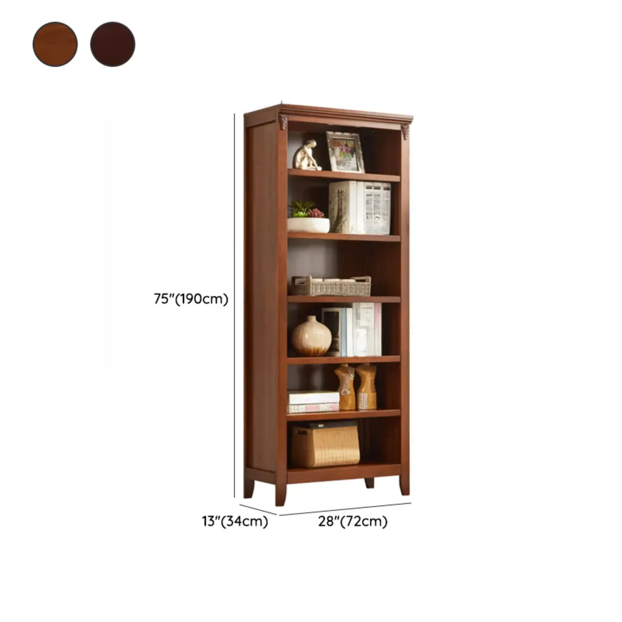 Antique Multi-shelf Brown Wood Timber Tall Bookcase Image - 31