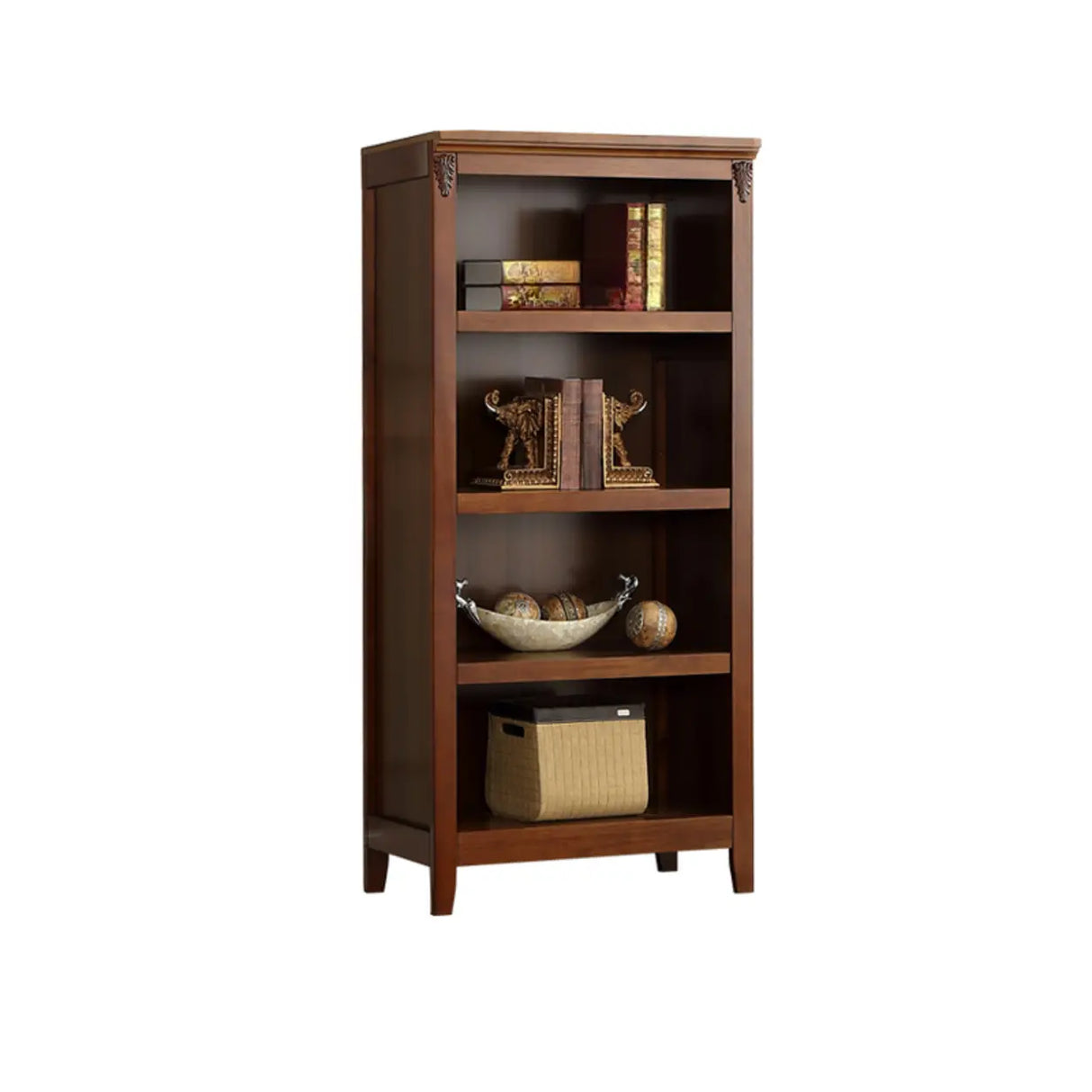 Antique Multi-shelf Brown Wood Timber Tall Bookcase Image - 8