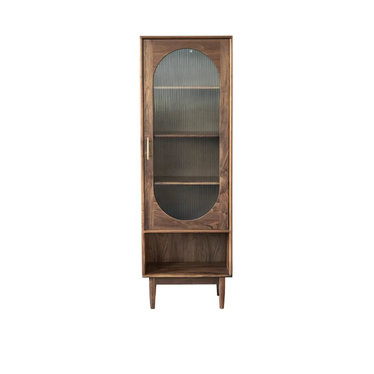 Antique Oval Glass Door Closed Wood Organizer Bookcase Image - 6
