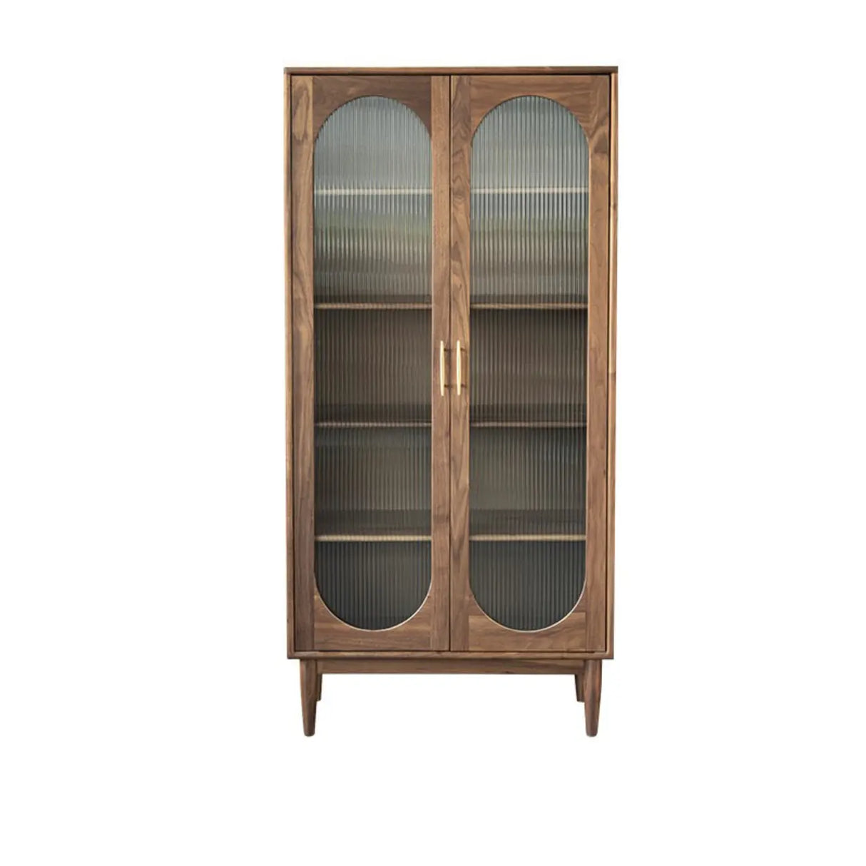 Antique Oval Glass Door Closed Wood Organizer Bookcase Image - 7