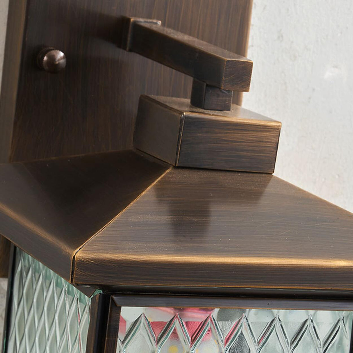 Antique Square Brass Outdoor Wall Lantern Image - 12