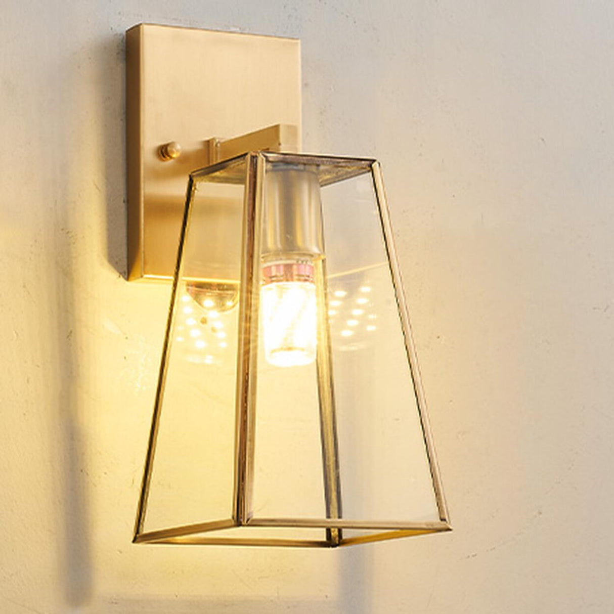 Antique Square Brass Outdoor Wall Lantern Image - 7