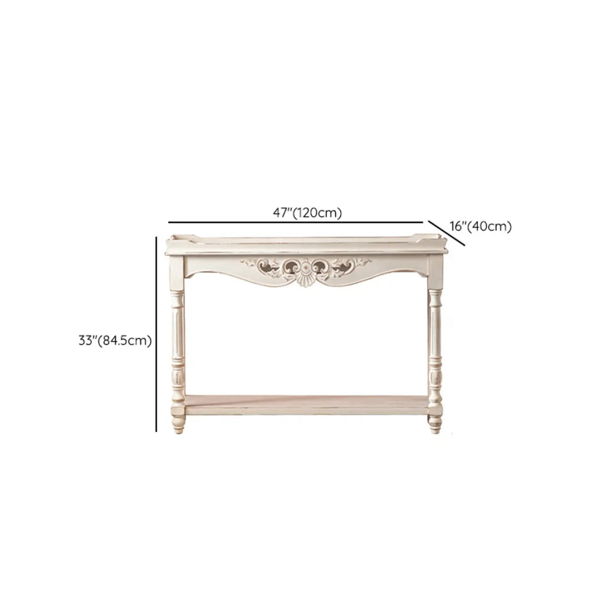 Antique Storage Carved Wood Console Table with Shelf Image - 20