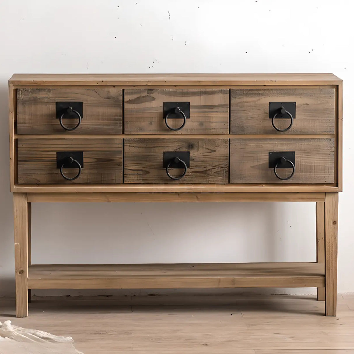 Antique Storage Carved Wood Console Table with Shelf Image - 5