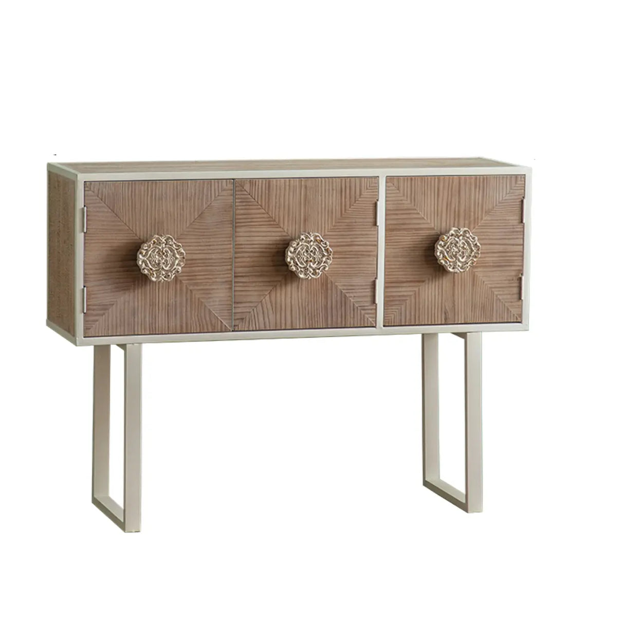 Antique Storage Carved Wood Console Table with Shelf Image - 9