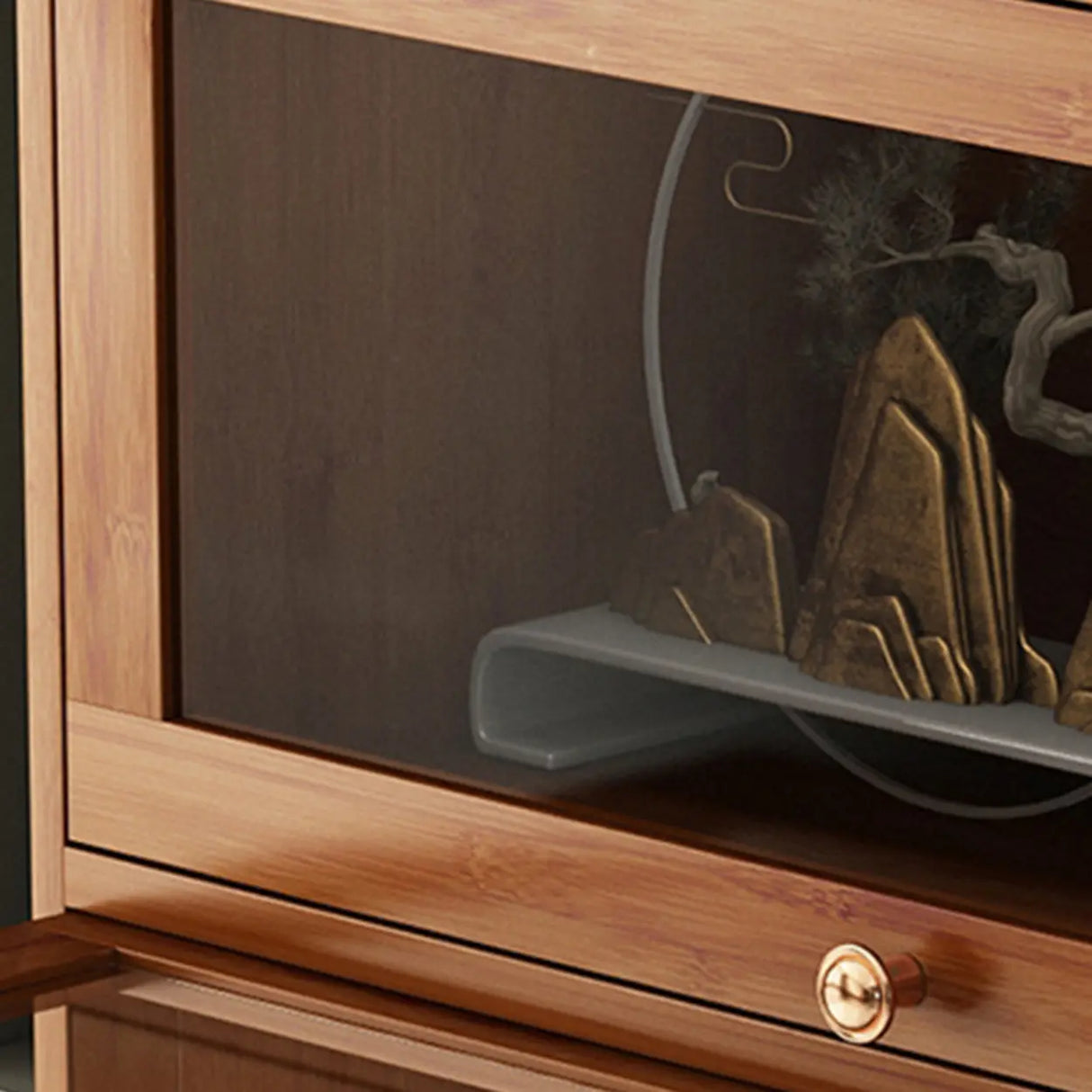 Antique Vertical Brown Wood Cabinet Storage Bookcase Image - 11