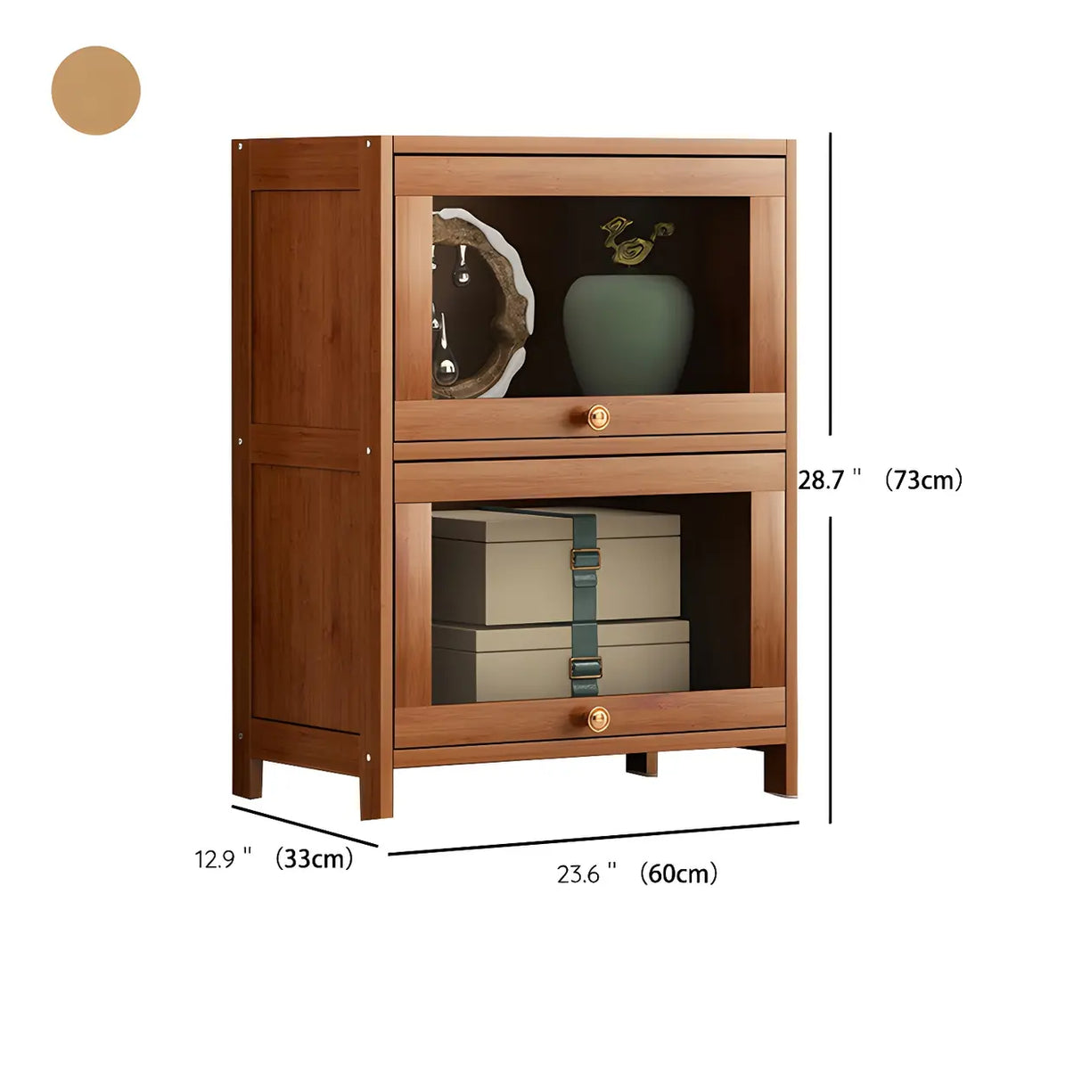 Antique Vertical Brown Wood Cabinet Storage Bookcase Image - 19