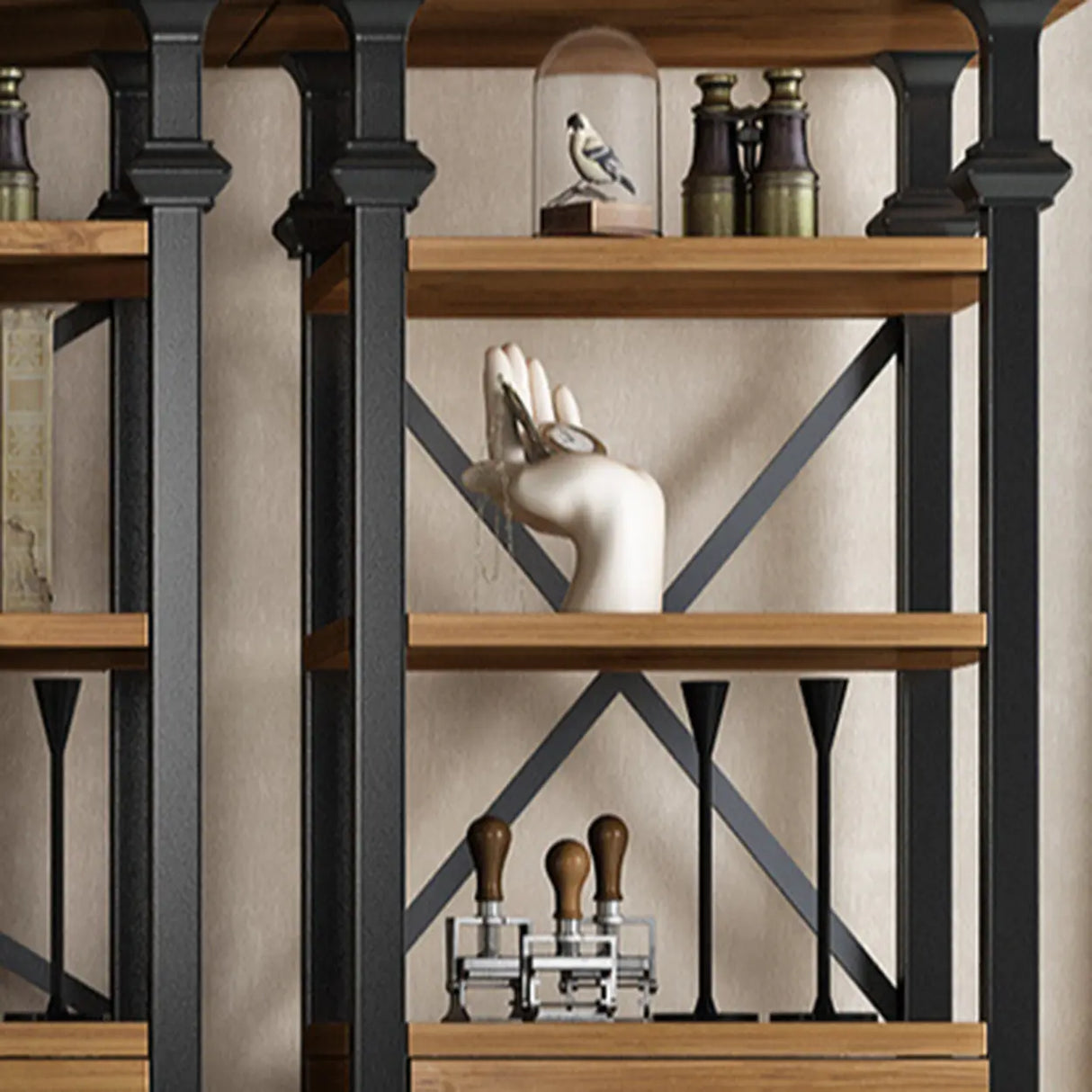 Antique Vertical Open-Frame Etagere Display Bookshelf Image - 11