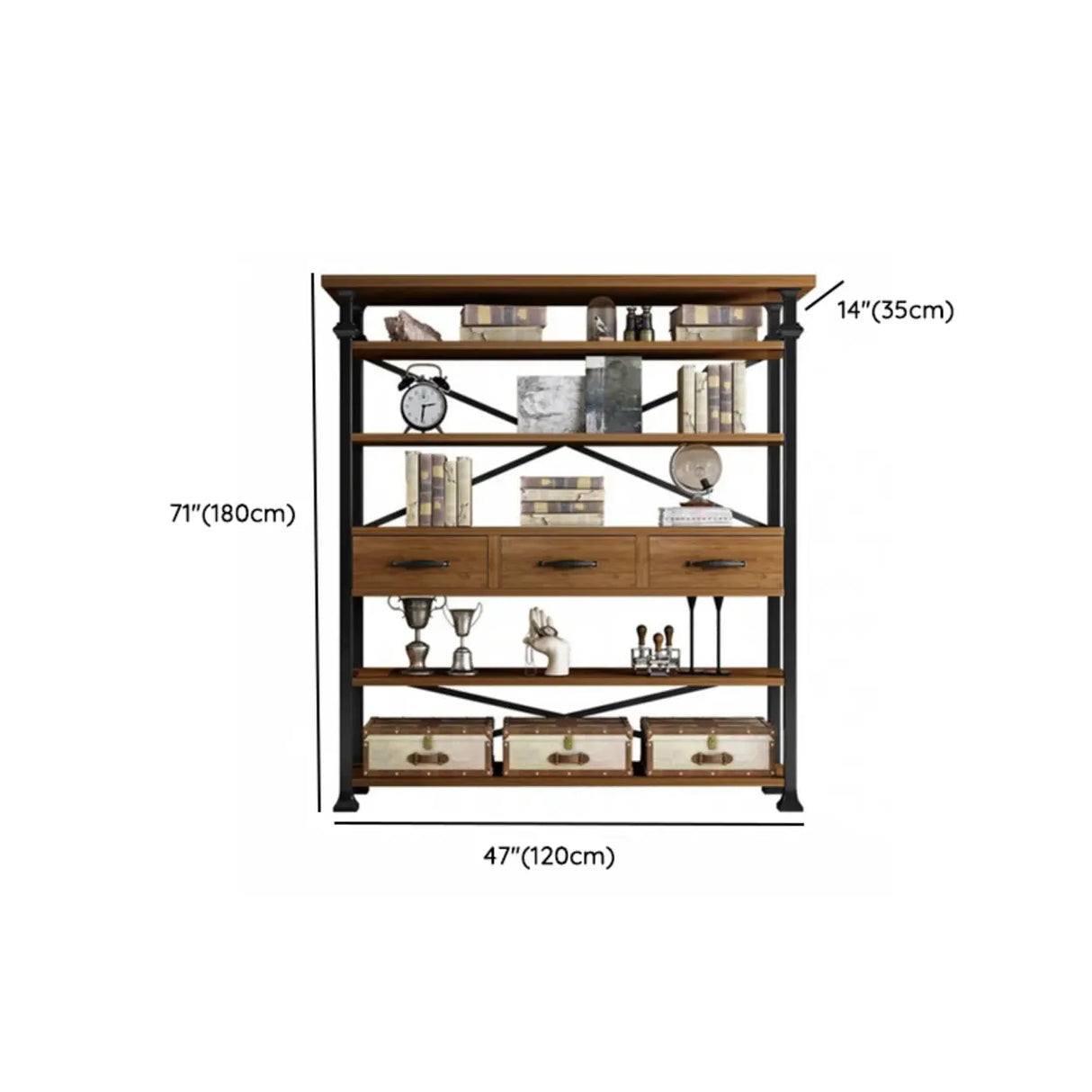 Antique Vertical Open-Frame Etagere Display Bookshelf Image - 22