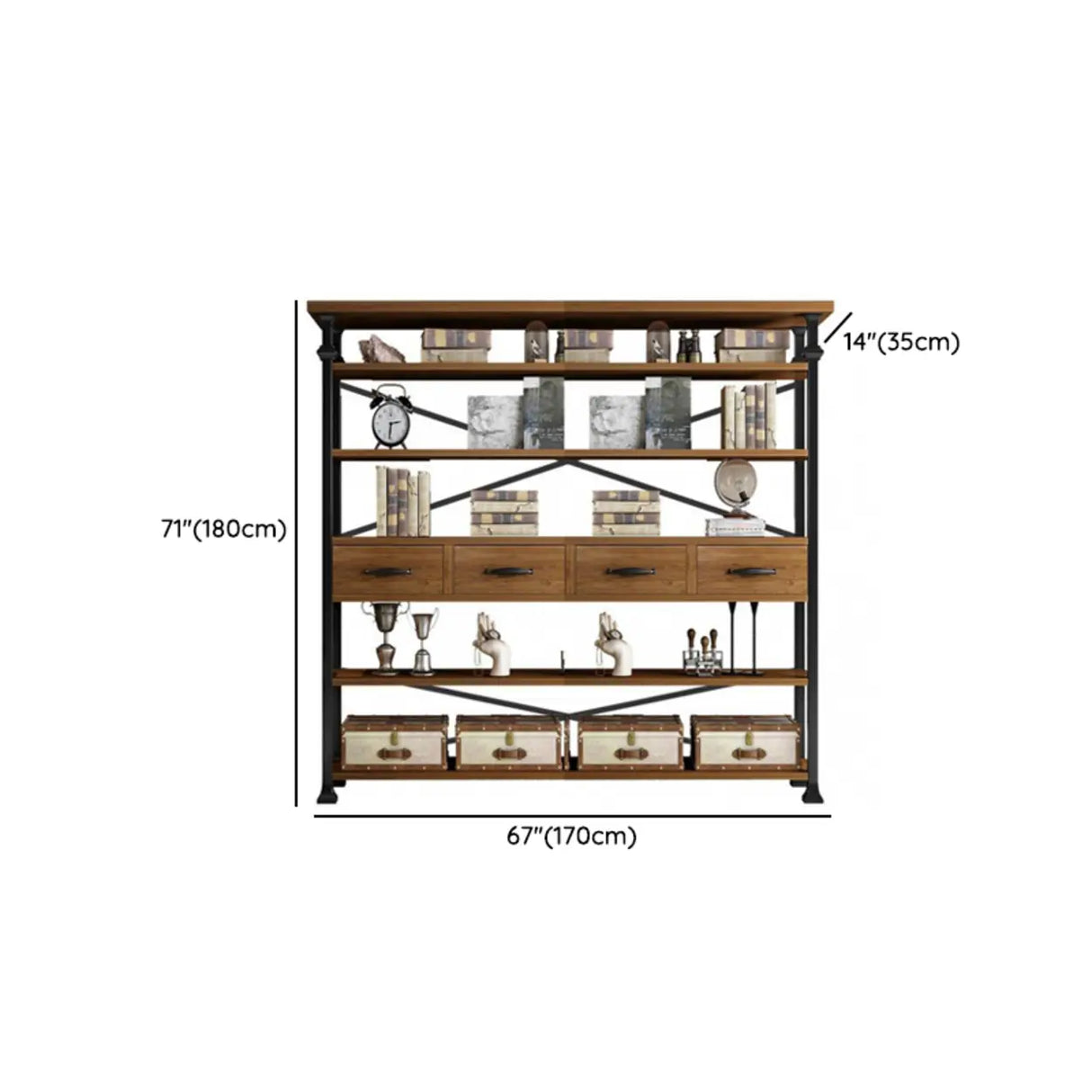 Antique Vertical Open-Frame Etagere Display Bookshelf Image - 27
