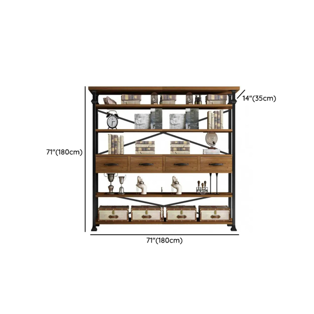 Antique Vertical Open-Frame Etagere Display Bookshelf Image - 28