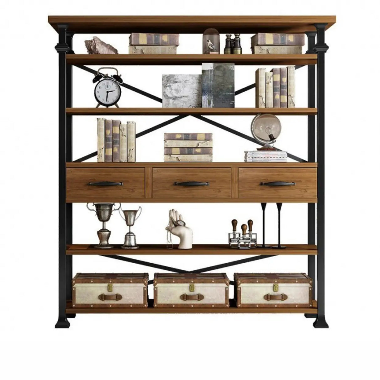 Antique Vertical Open-Frame Etagere Display Bookshelf Image - 5