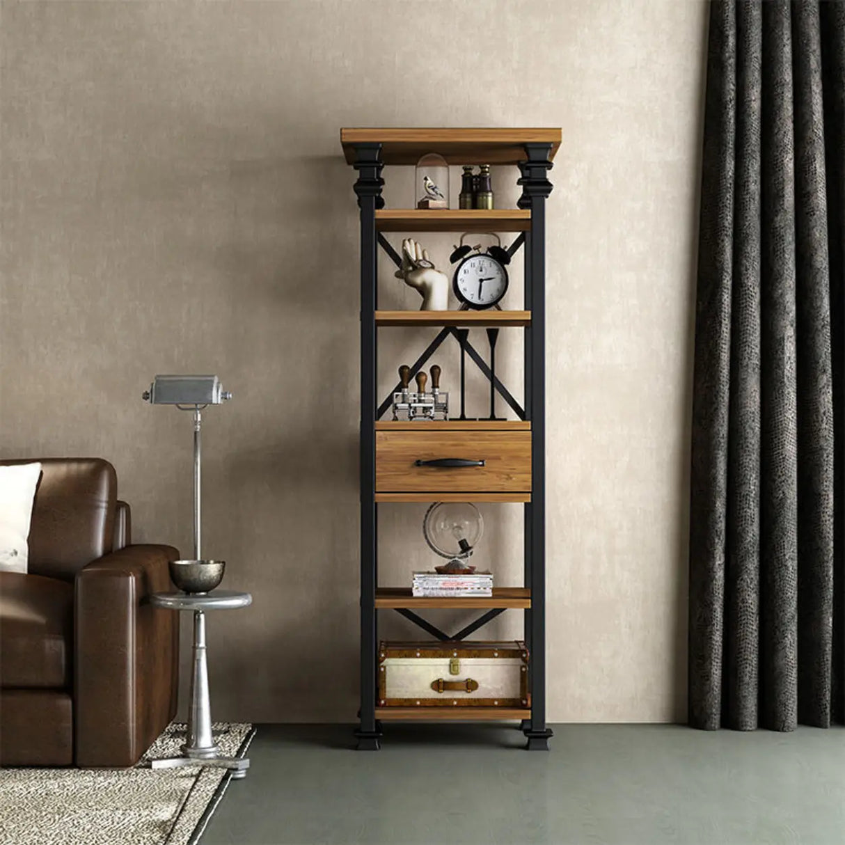 Antique Vertical Open-Frame Etagere Display Bookshelf Image - 7