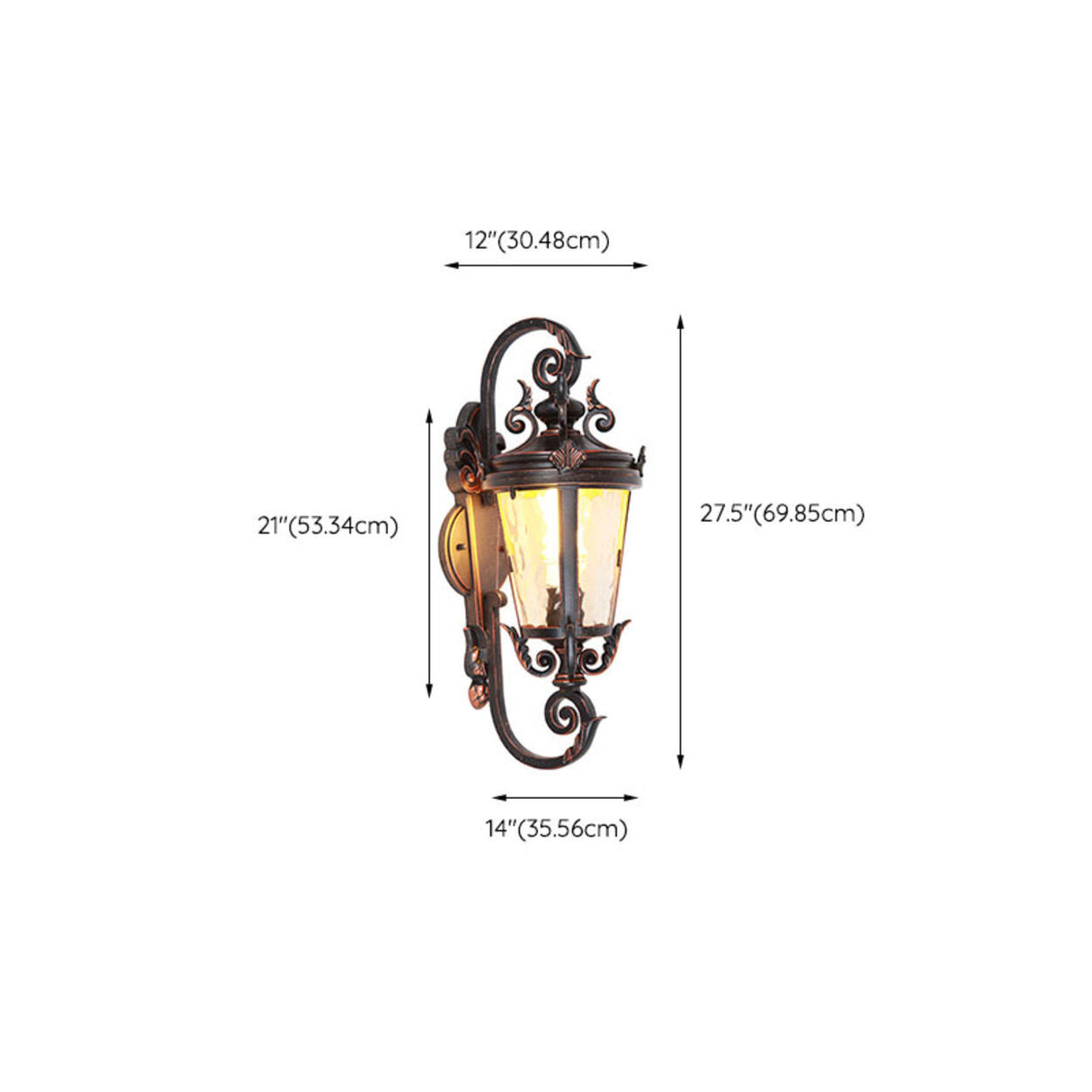 Antique Waterproof Outdoor Black Wall Lantern Light Image - 15