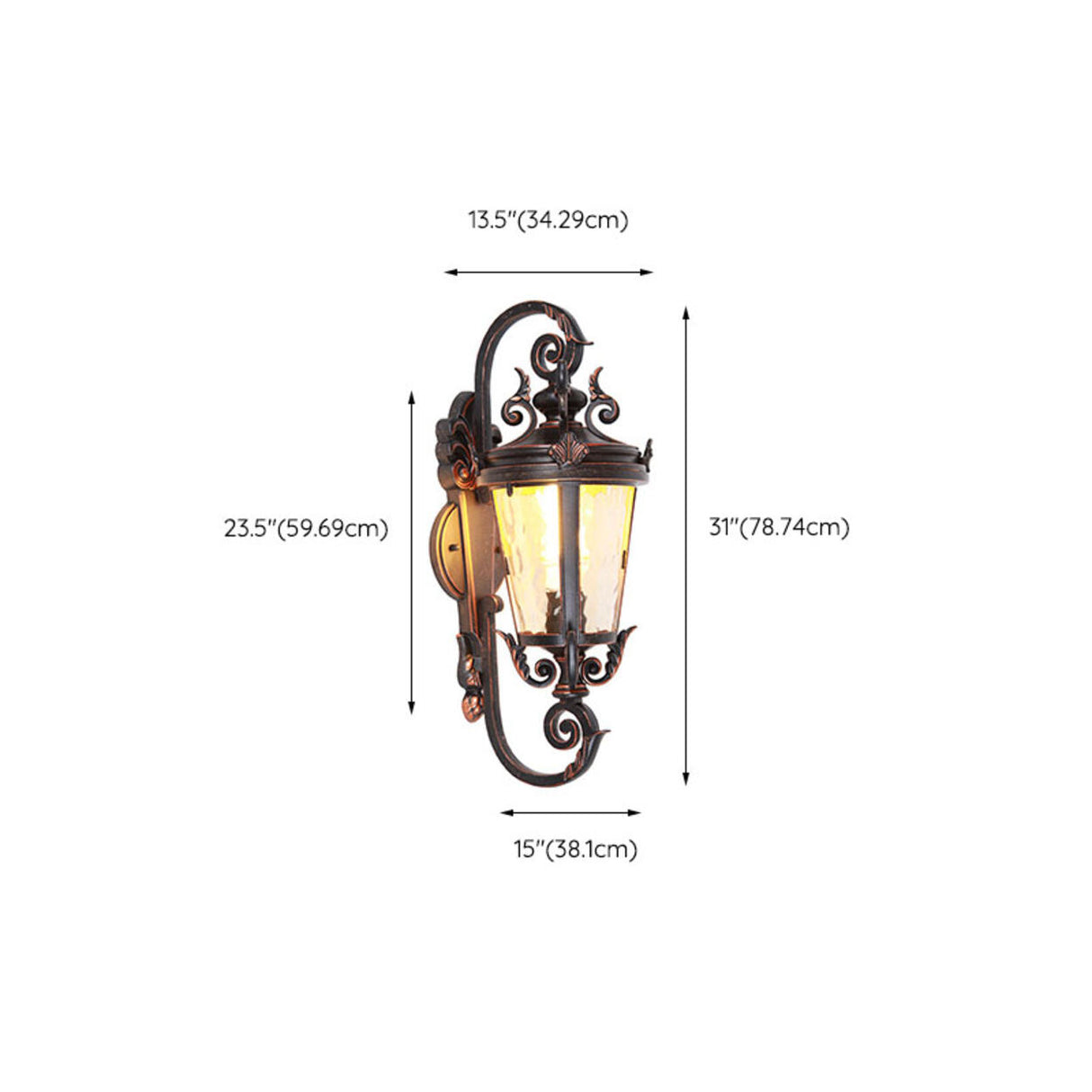 Antique Waterproof Outdoor Black Wall Lantern Light Image - 16