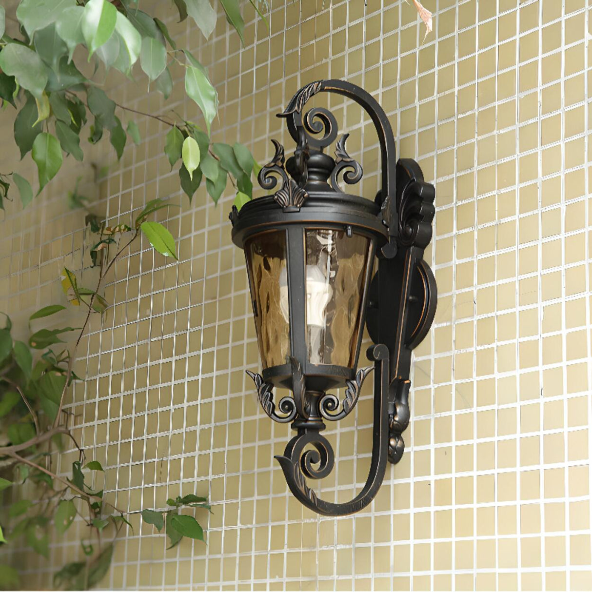 Antique Waterproof Outdoor Black Wall Lantern Light Image - 3
