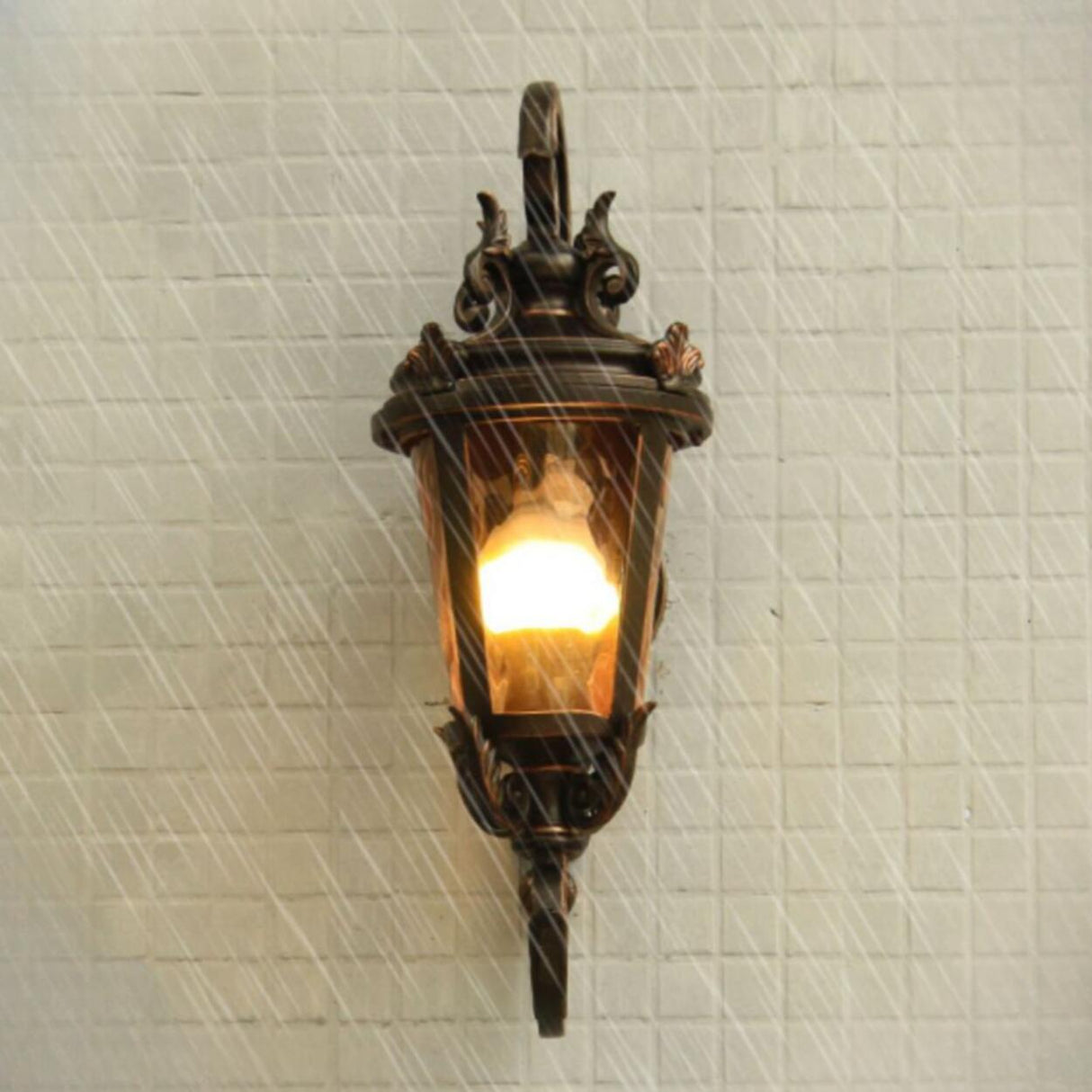 Antique Waterproof Outdoor Black Wall Lantern Light Image - 7