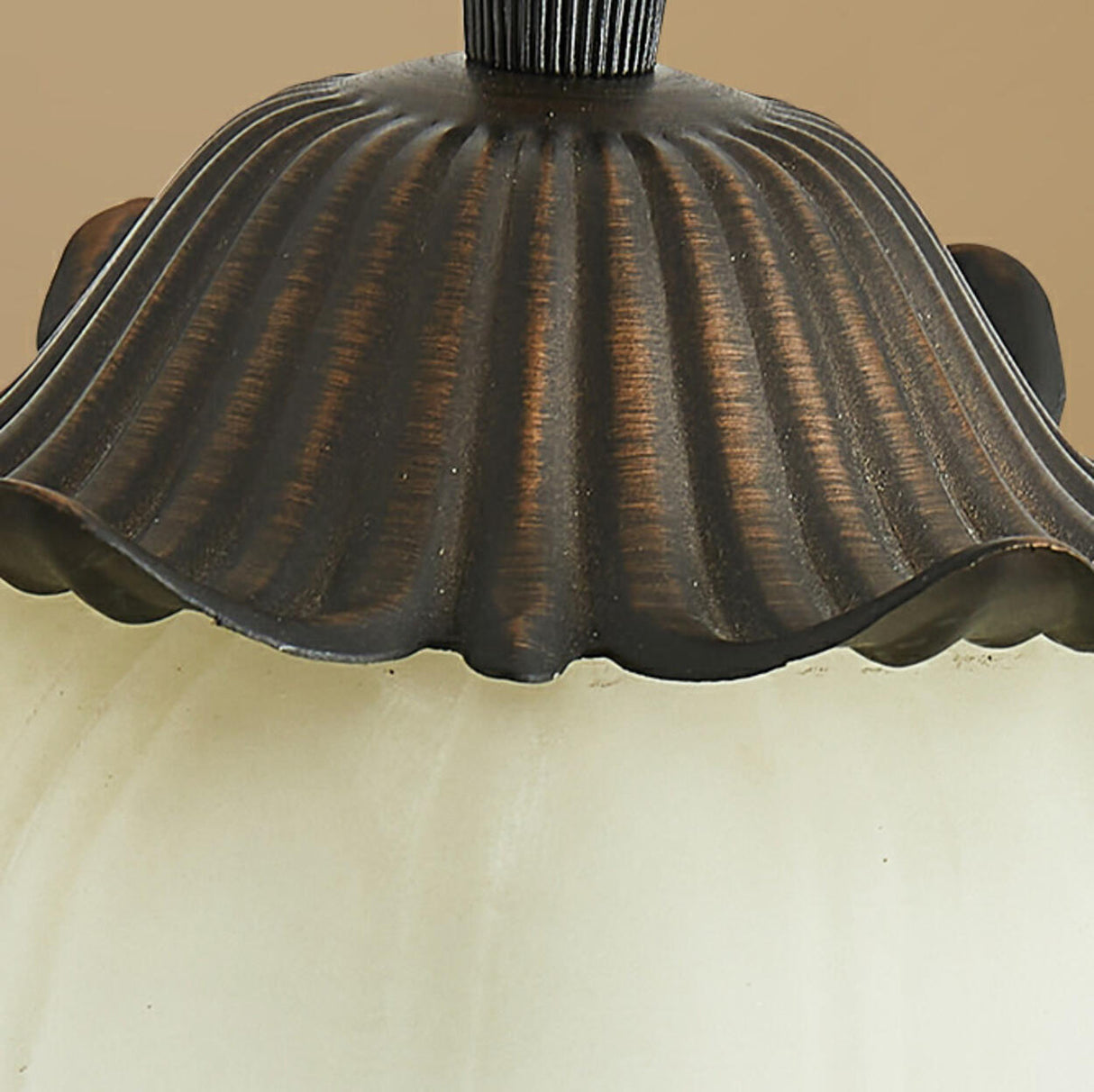 Antique White Glass Bell Adjustable Height Pendant Light Image - 5