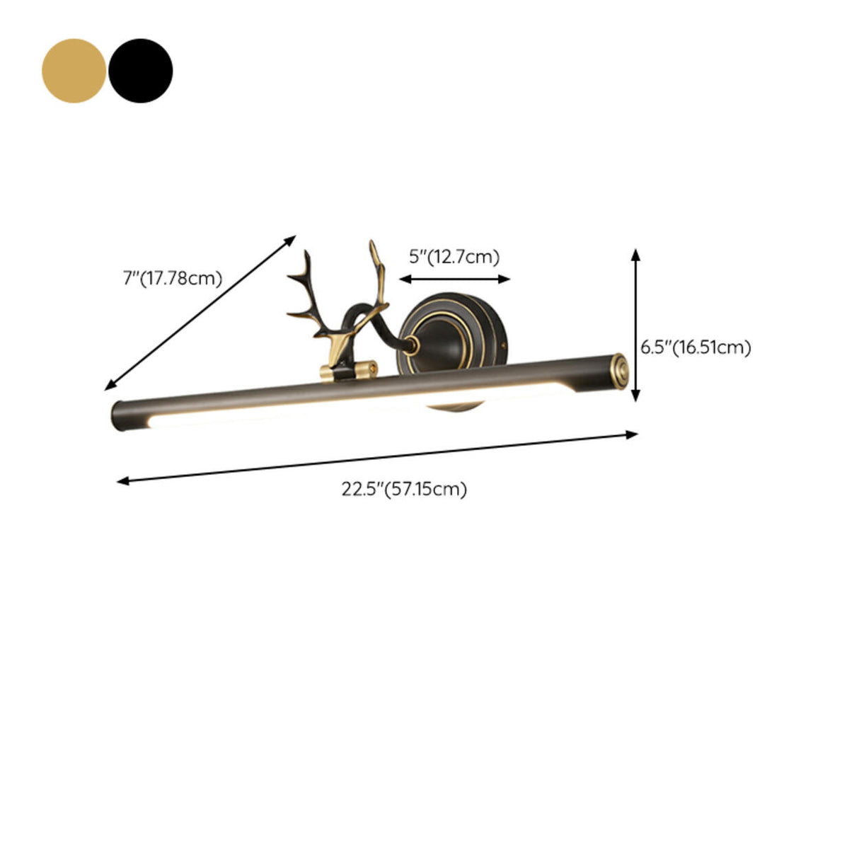 Antler Design Simple Metal Tubular LED Vanity Light Image - 14