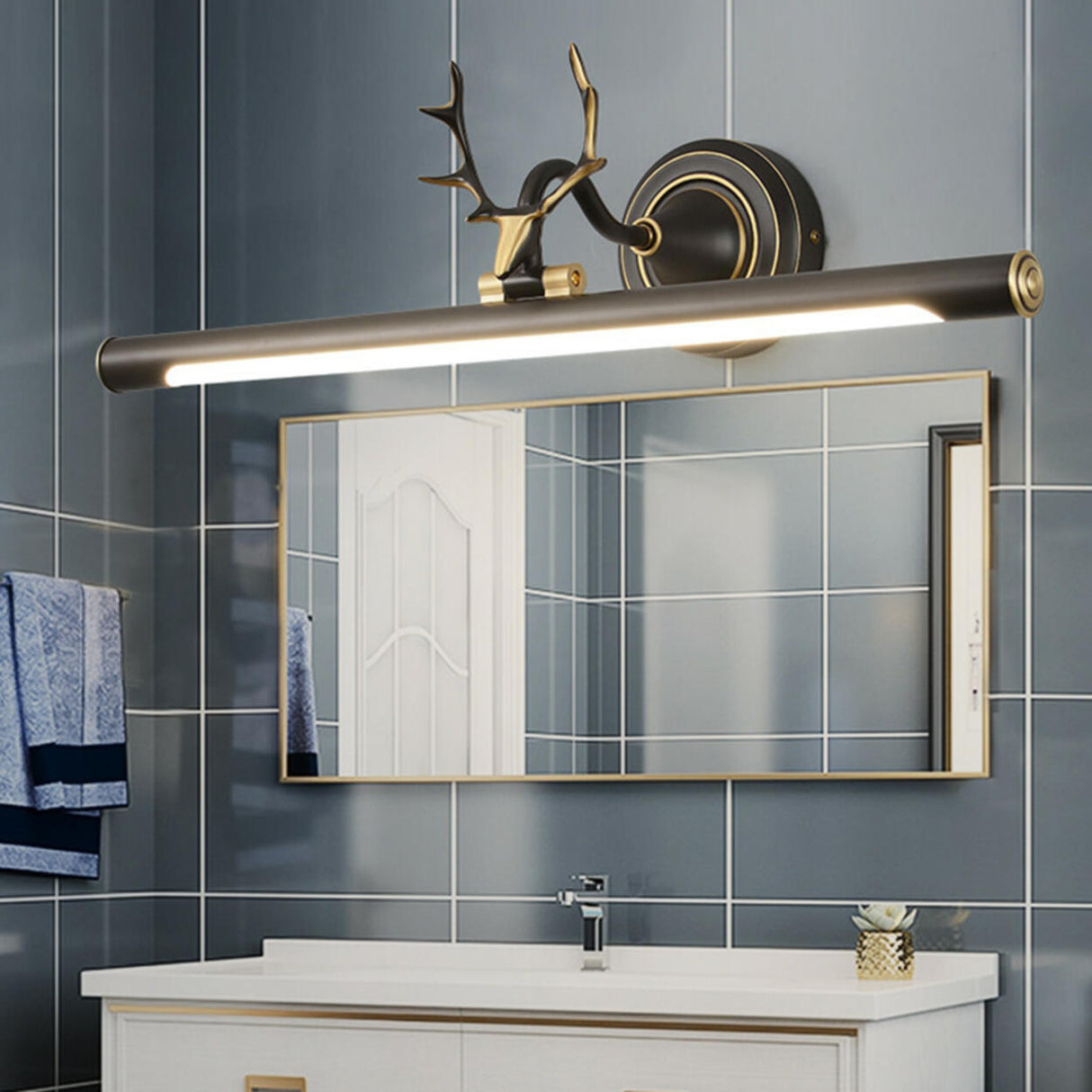 Antler Design Simple Metal Tubular LED Vanity Light Image - 5