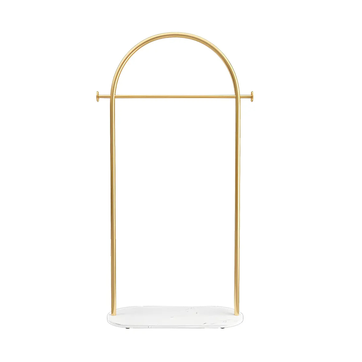 Arch Gold-White Freestanding Coat Rack with Hooks and Shelf Image - 15