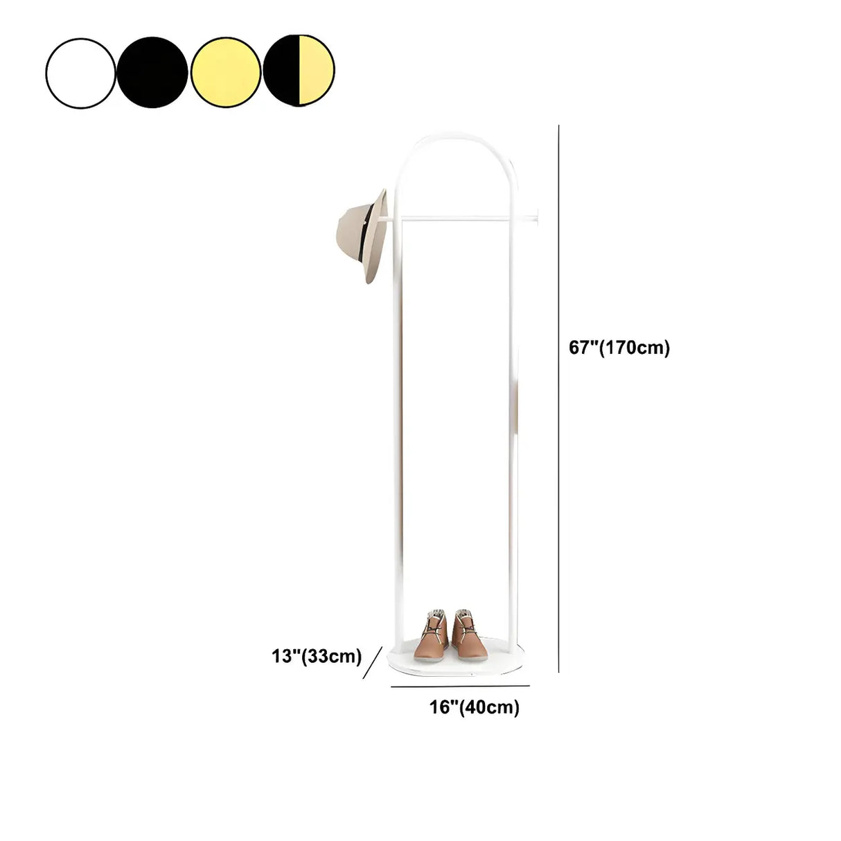 Arch Gold-White Freestanding Coat Rack with Hooks and Shelf