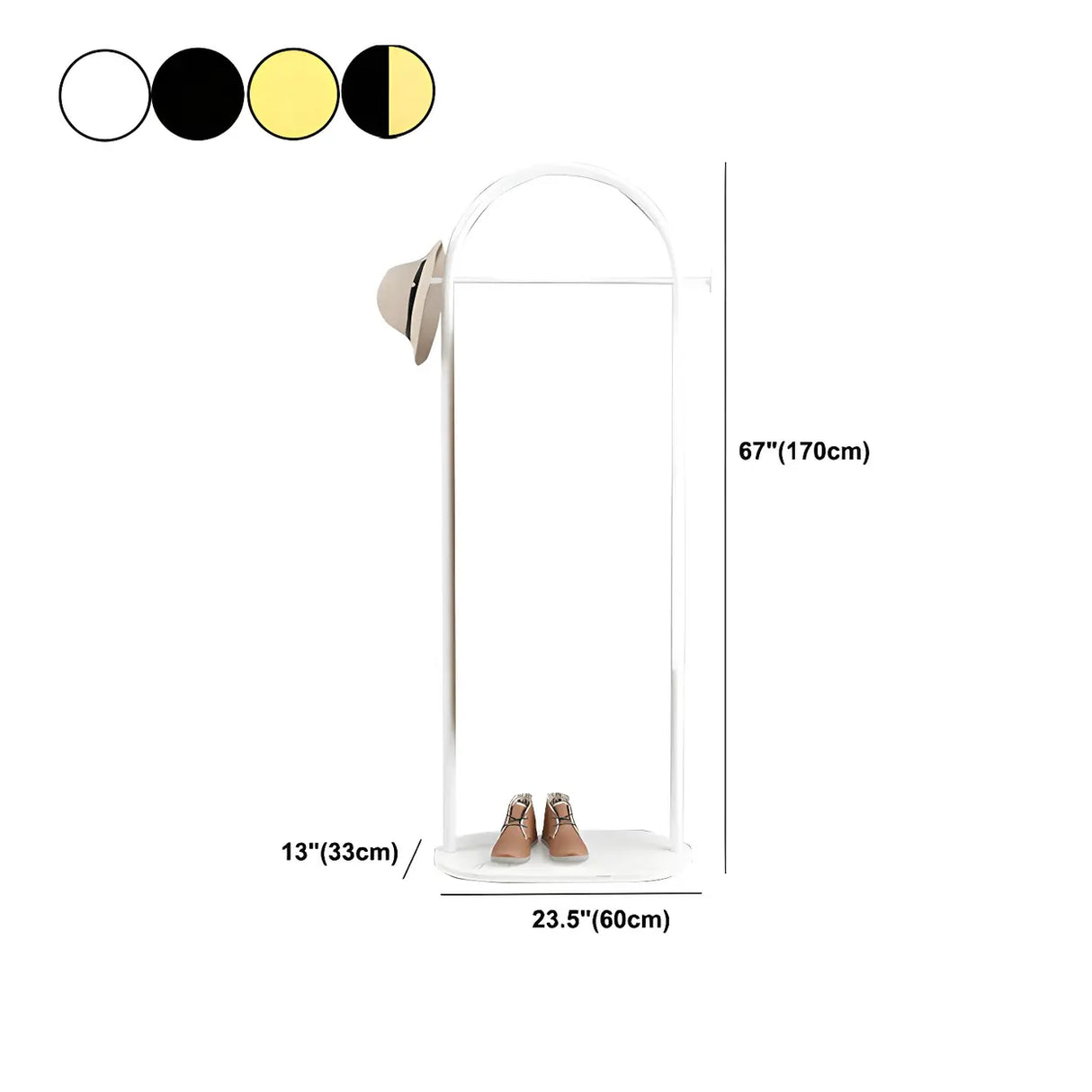 Arch Gold-White Freestanding Coat Rack with Hooks and Shelf Image - 23