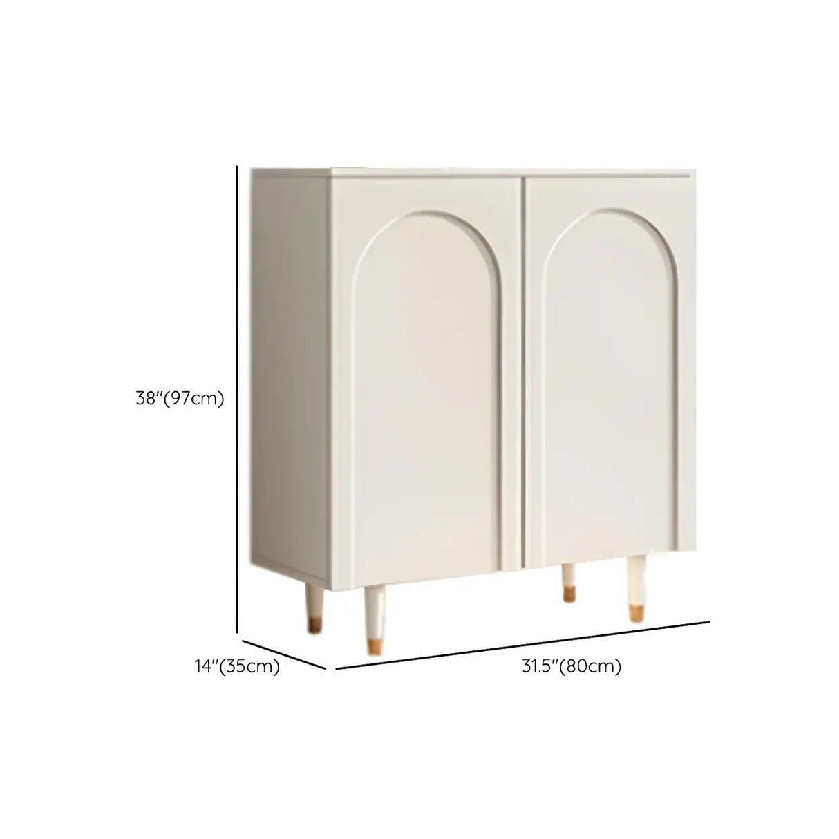 Arched Door Wood White Adjustable Shelves Shoe Cabinet Image - 11